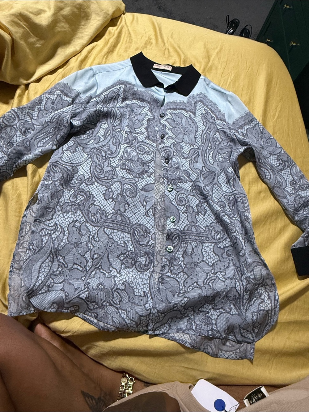 Emilio Pucci Gray Paisley Silk Top